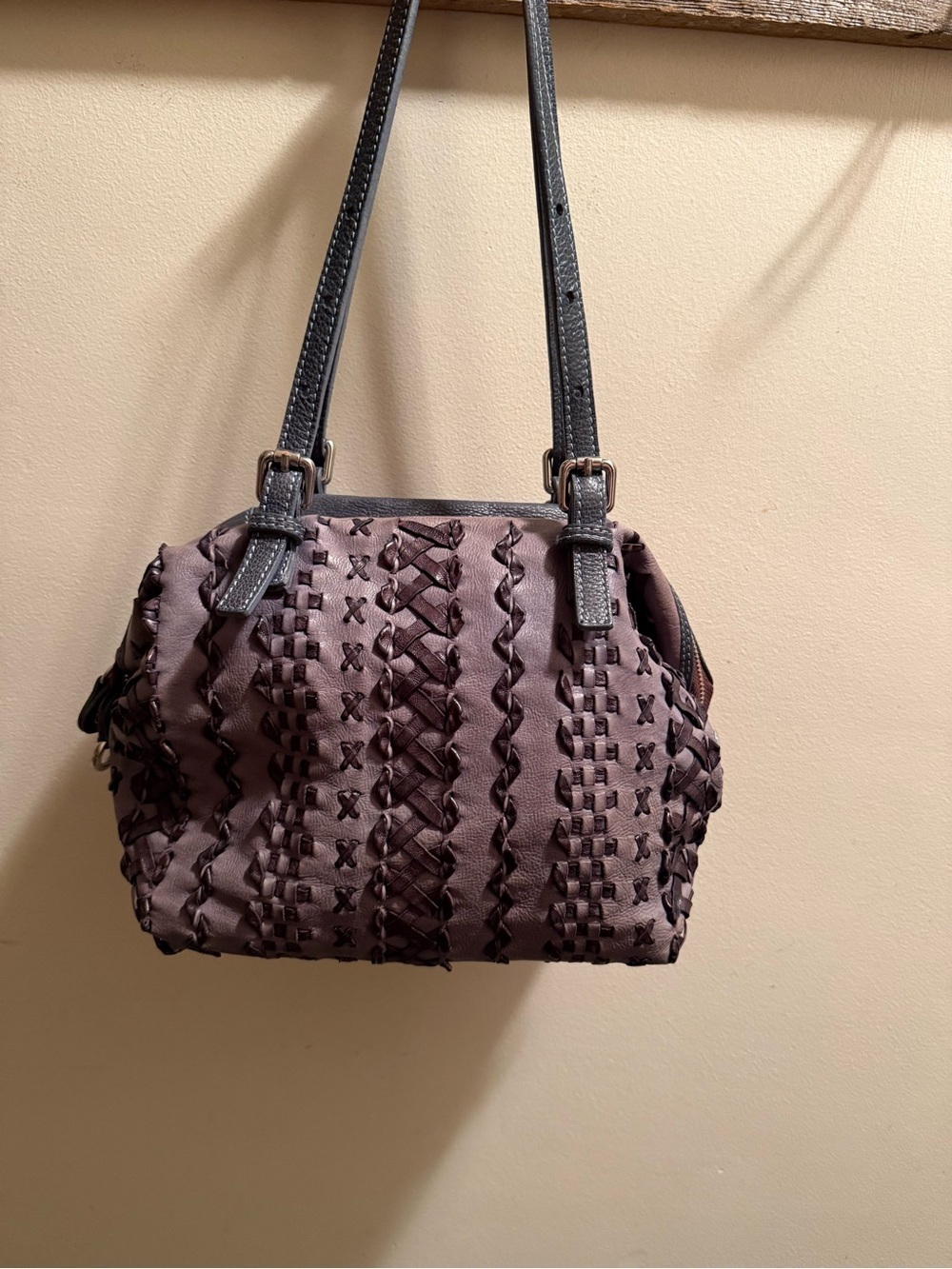 GABS Gray Signature Crossbody with Brown Strap